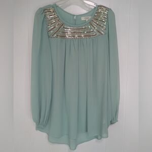 Umgee Mint Green Blouse with Sequin Detail